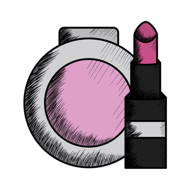 rouge à lèvres et poudre à rougir maquillage dessin
 - Vecteur, image