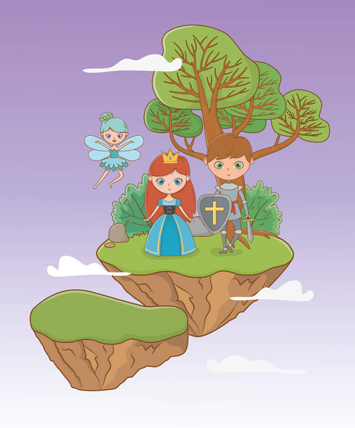 騎士姫とおとぎ話のデザインの妖精 - ベクター画像