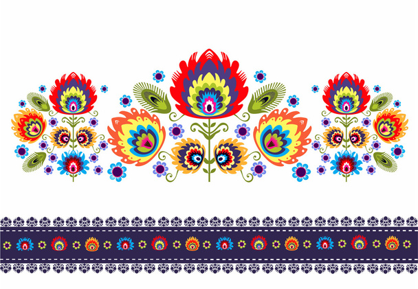 Λαϊκή μοτίβο με λουλούδια - Διάνυσμα, εικόνα