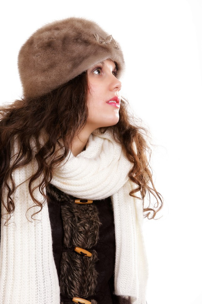 woman in warm clothing winter fashion - Фото, изображение
