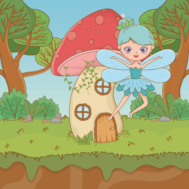 Mushroom and character of fairytale design vector illustration - Vector, Image