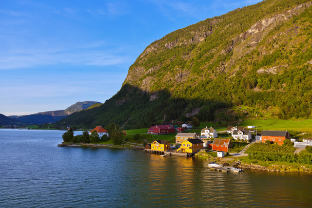 Town Sogndal and fjord - Norway - Fotografie, Obrázek