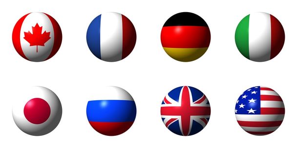 Collage of flags of the G8 countries - Photo, Image