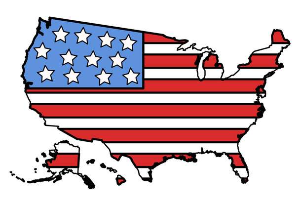 Drapeau des États-Unis dans MAP - Illustration vectorielle
 - Vecteur, image
