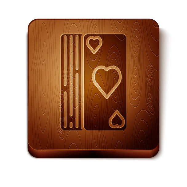 白い背景に隔離されたトランプアイコンのブラウンデッキ。カジノのギャンブル木製の正方形のボタン。ベクトルイラストレーション - ベクター画像