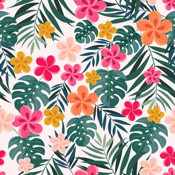 Rozkošná barvitá sladká květinka se zelenou dovolenou na pastelově růžovém pozadí, ilustrace vektorového komiksu od ruky, Botanický tropický styl - Vektor, obrázek