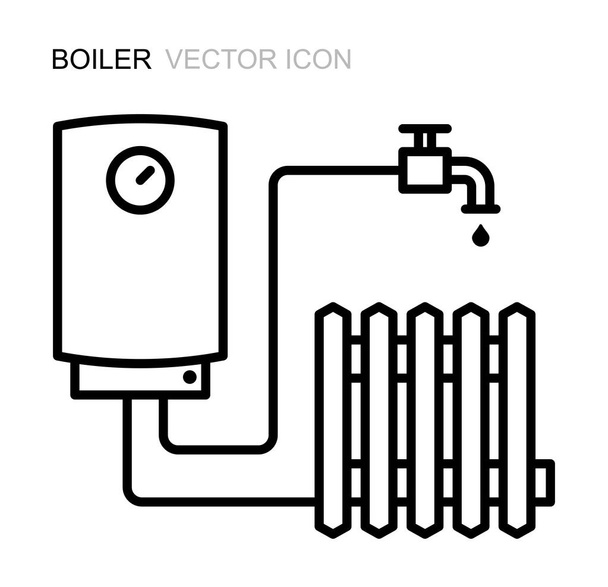 Boiler line icon. Vector symbol of heating equipment. - Vector, Image