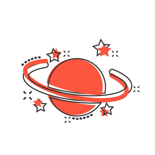 コミックスタイルの土星アイコン。惑星ベクトル漫画イラストo - ベクター画像