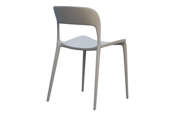 薄い足を持つ灰色のプラスチック半世紀の椅子。3D レンダリング - 写真・画像