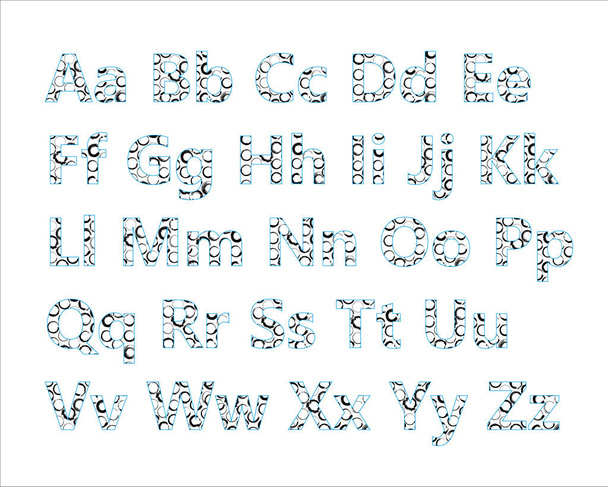 Black stencil alphabet font template. Vintage letters and numbers stamp design. Vector illustration. - Vector, Imagen