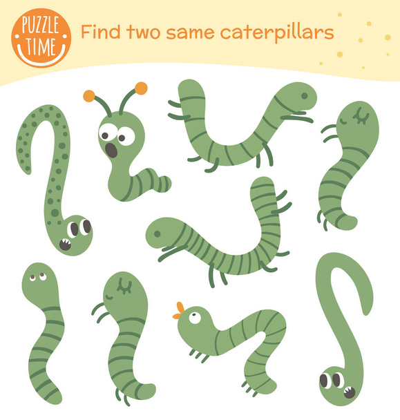 Find two same insects. Matching activity for preschool children  - Vector, Image