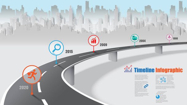 Business road map timeline infografica concetti di autostrada progettati per astratto sfondo modello pietra miliare diagramma processo tecnologia digitale marketing dati presentazione grafico Vettore illustrazione
 - Vettoriali, immagini