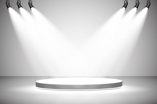 White round podium. Pedestal. Scene. Vector illustration. - Vector, Image