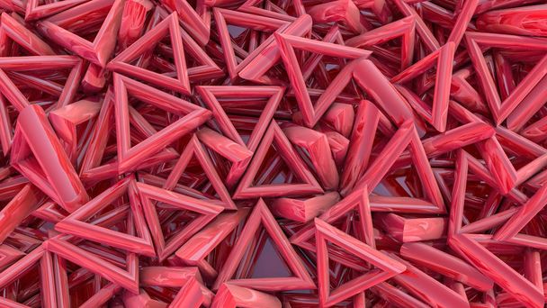 three-dimensional shapes coral color background. 3d render. Illu - Photo, image