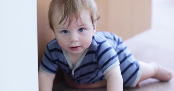 Baby crawling on the floor - Felvétel, videó