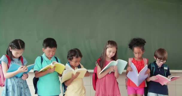 Multietnická skupina školních dětí studujících ve třídě - Záběry, video