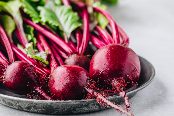 Bunch of fresh raw organic beets with leaves  - 写真・画像