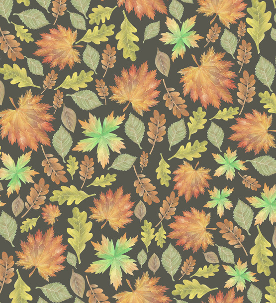 um padrão sem costura com folhas de outono aquarela
 - Foto, Imagem