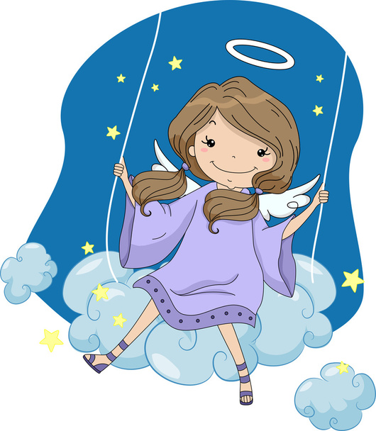 fille ange dans un nuage balançoire
 - Photo, image