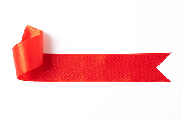 red ribbon on white background - Zdjęcie, obraz