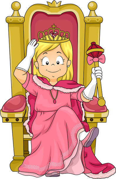 Kis gyerek lány a trónon ül - Fotó, kép