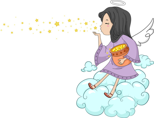 Girl Angel Blowing Stars - Photo, Image