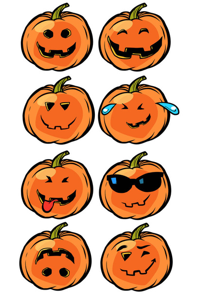 Mosoly vicces vicc Emoji halloween tök szett gyűjtemény - Vektor, kép