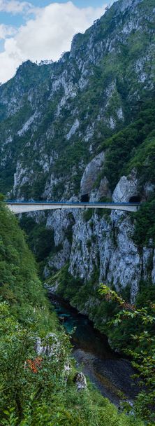 Bridge above Piva River canyon evening view in Montenegro. - Photo, image