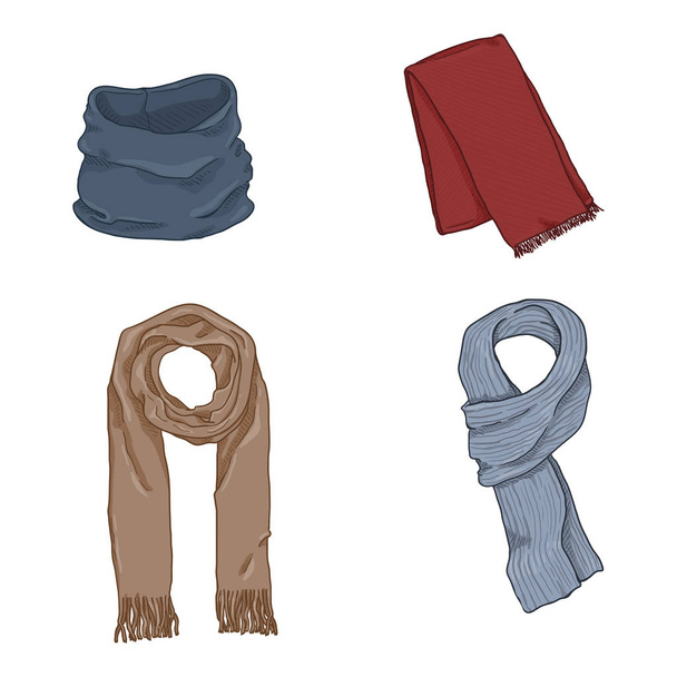Διανυσματικό σύνολο των κινουμένων σχεδίων scarfs - Διάνυσμα, εικόνα
