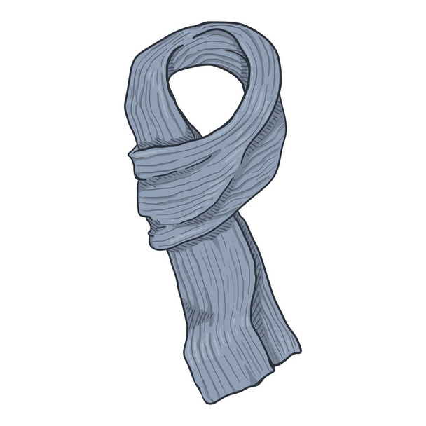 Vettore singolo cartone animato grigio lavorato a maglia sciarpa
 - Vettoriali, immagini