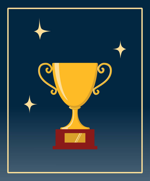 Ödül simgeleri. Web sitesi. Yıldızlarla kupa kupası tebrik kartı. Vektör çizimi - Vektör, Görsel