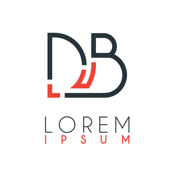 El logotipo entre la letra D y la letra B o DB con una cierta distancia y conectado por color naranja y gris
 - Vector, Imagen