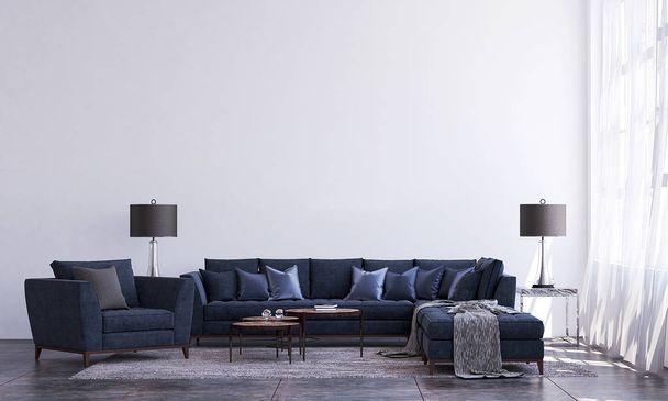 Современный дизайн интерьера в белой гостиной и текстура стен
  - Фото, изображение