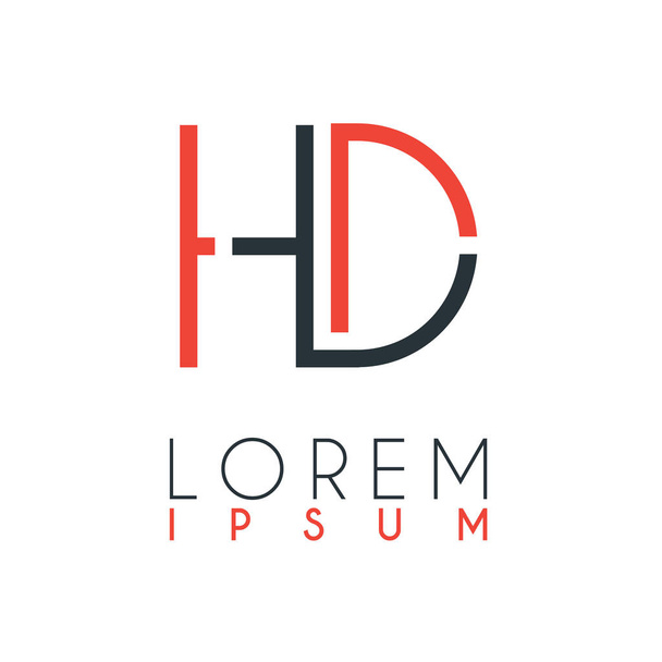 El logotipo entre la letra H y la letra D o HD con una cierta distancia y conectado por color naranja y gris
 - Vector, Imagen