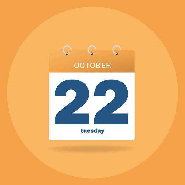 Day calendar with date October 22. - Vector, Imagen