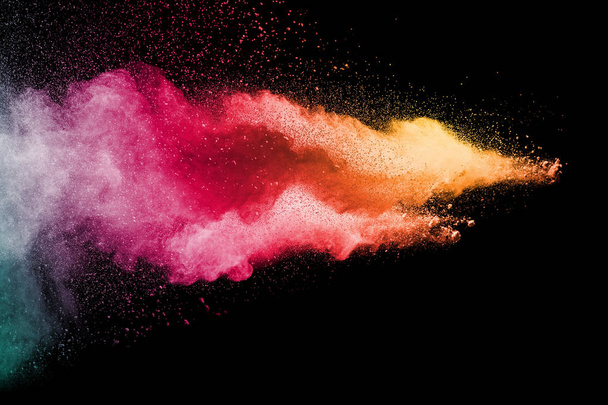 Colorful background of pastel powder explosion. Rainbow color dust splash on black background. - Φωτογραφία, εικόνα