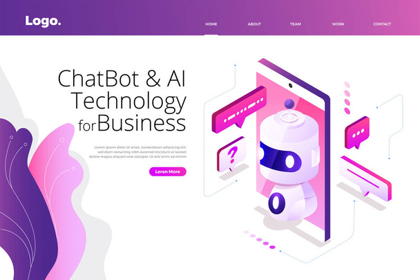 Isometrische Chatbot-Technologie - Vektor, Bild