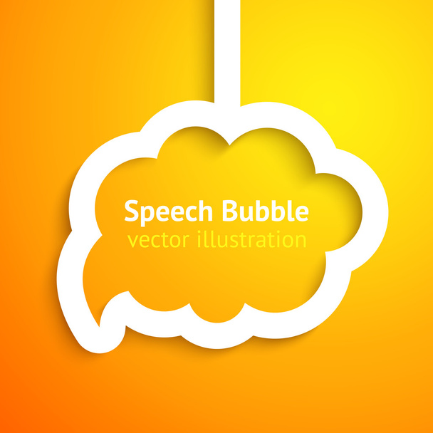 White paper cloud speech bubble on orange background - Vecteur, image