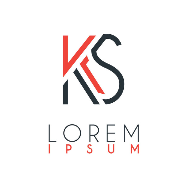 El logotipo entre la letra K y la letra S o KS con una cierta distancia y conectado por color naranja y gris
 - Vector, Imagen