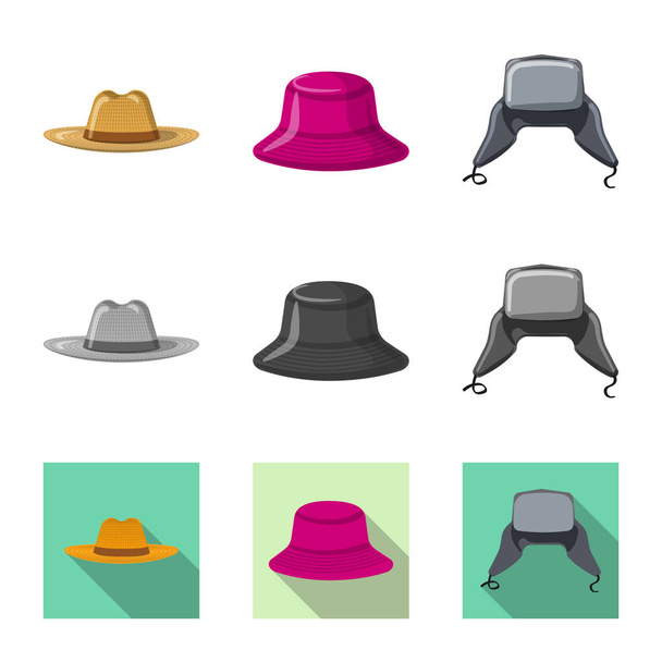 Isolated object of headgear and cap symbol. Collection of headgear and accessory vector icon for stock. - Vektor, obrázek