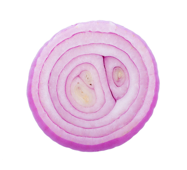 Red sliced onion isolated on white background - Foto, afbeelding