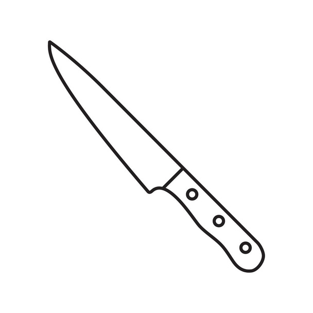 Ícone de faca, ícone de linha vetorial isolado preto no fundo branco
 - Vetor, Imagem