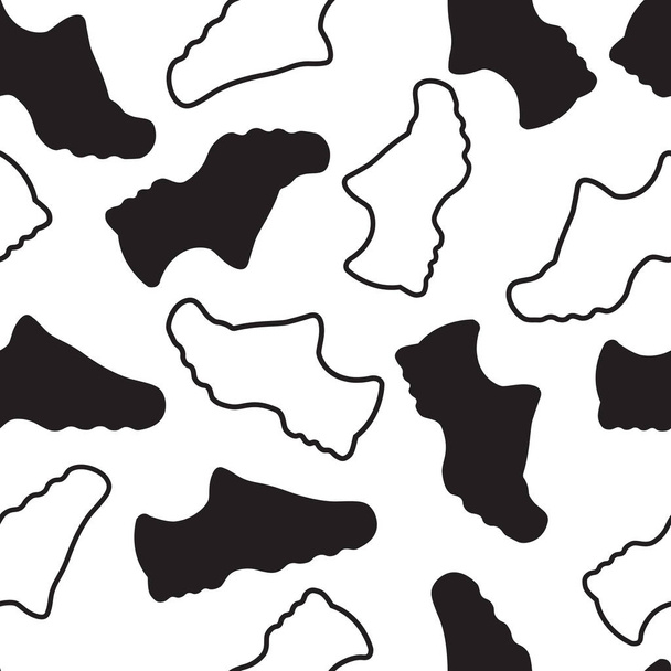  Running shoes. Vector black and white seamless pattern. Healthy lifestyle concept. - Vecteur, image