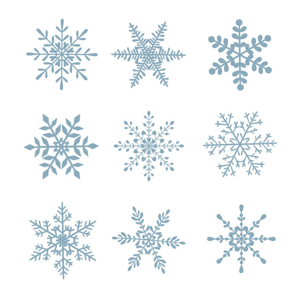 Set of vectors snowflakes on white isolated background. - Vector, Imagen