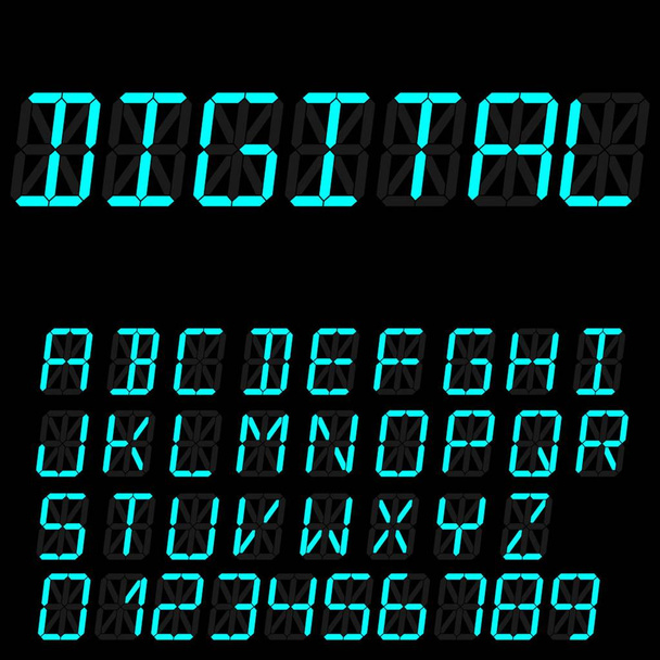 digital font sign. Retro alphabet - Vetor, Imagem