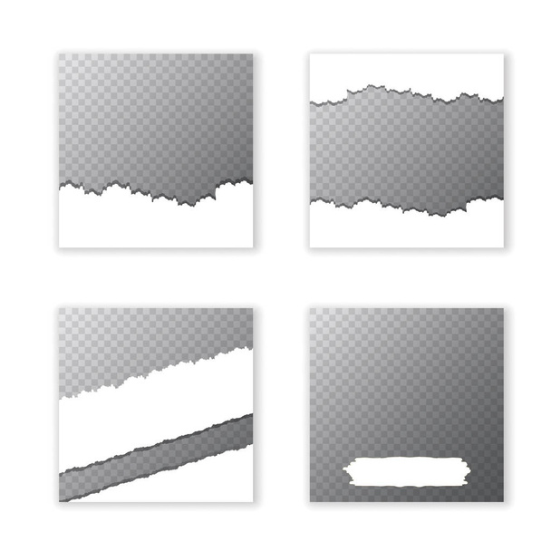 Trendy editable square posts or advertising banners with cracked paper and place for photo design template set. social media design collection. - Vector, Image