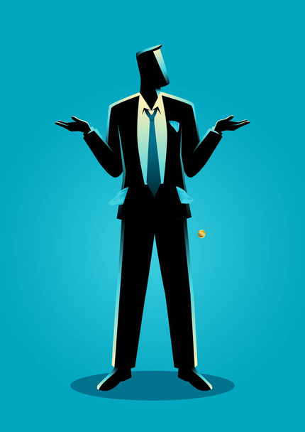 Businessman with empty pockets turned outward - Vector, Image