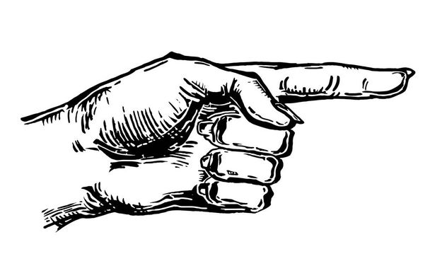 Pointant du doigt. Panneau à main pour web, poster, infographie - Vecteur, image