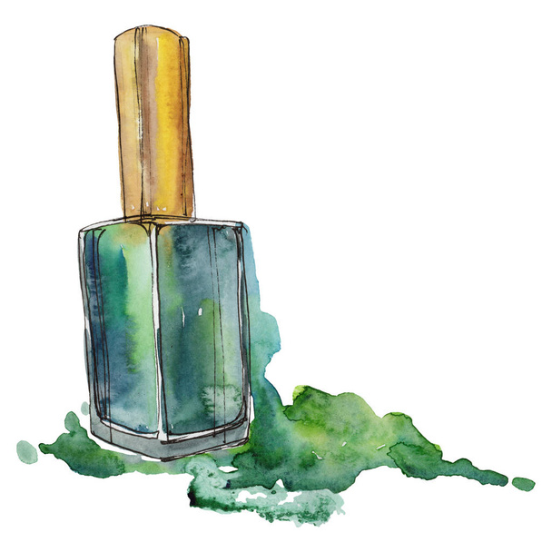 Nail polish sketch glamour illustration in a watercolor style isolated element. Watercolour background set. - Foto, Imagem