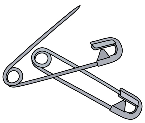 Векторизированный ручной рисунок двух классических стальных булавок
 - Вектор,изображение